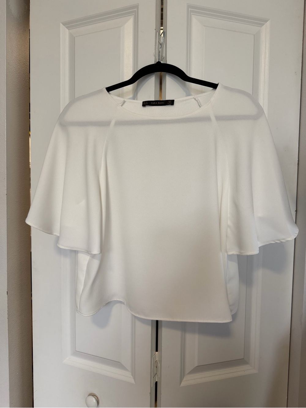 Zara White Flutter Sleeve Top